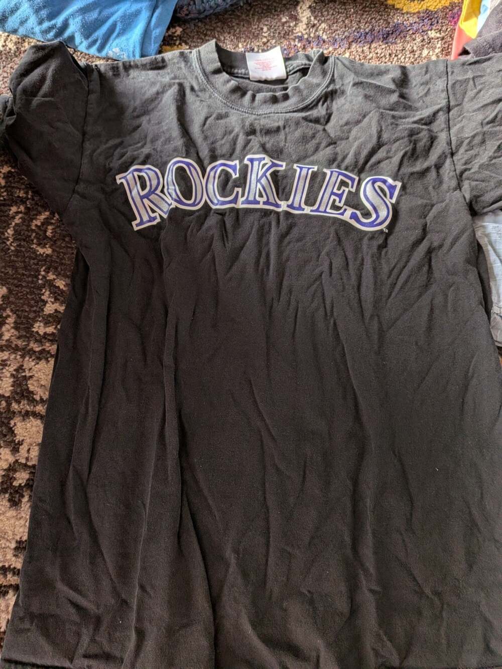Colorado rockies shirt adult large black short sleeve wolters crewneck mens ***